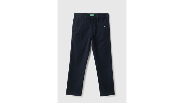 UCB Navy Solid Slim-Fit Trousers
