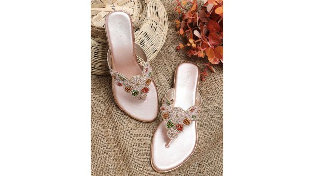 V-WALK Women Embellished Block Heel Sandals