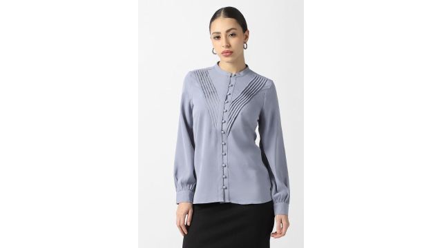 VAN HEUSEN Grey Solid Formal Shirt