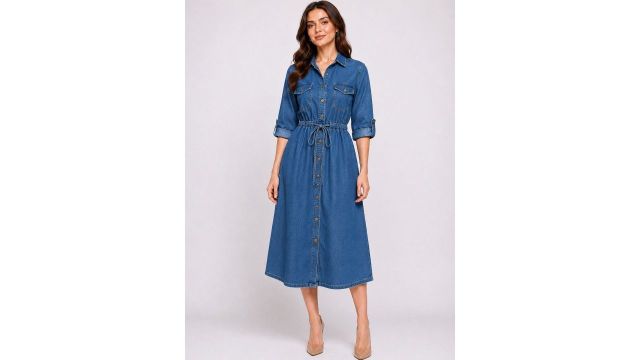 VG5 Denim Shirt Midi Dress