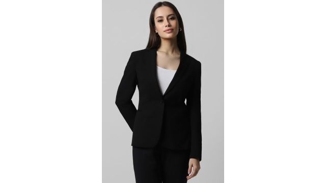 Van Heusen Black Solid Formal Blazer