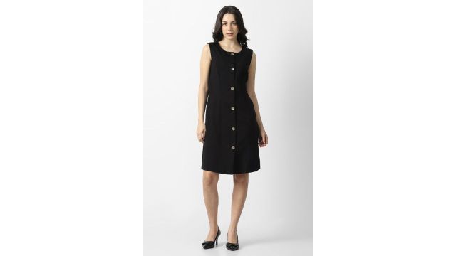 Van Heusen Black Solid Formal Dress