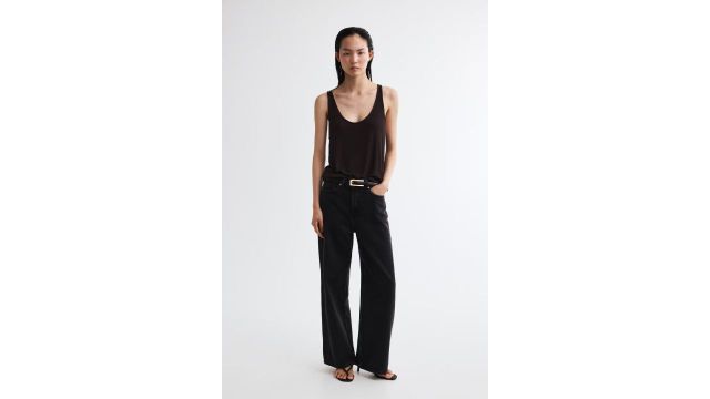 Wide High Waist Jeans in Black