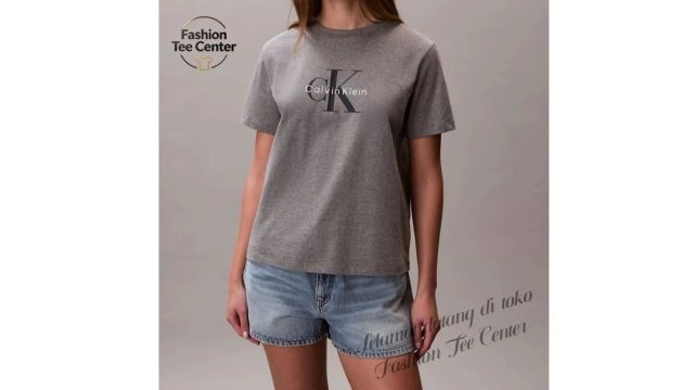 Women's Short Sleeve T-Shirt with CK Letter Motif