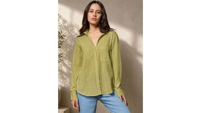 Zyla Women Solid Oversized Shirt