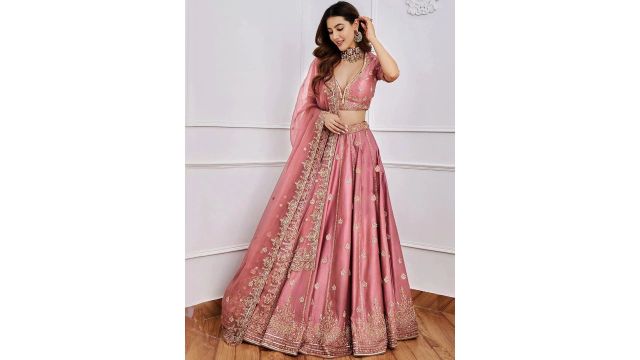 BAESD Embroidered Sequinned Semi-Stitched Lehenga & Blouse With Dupatta
