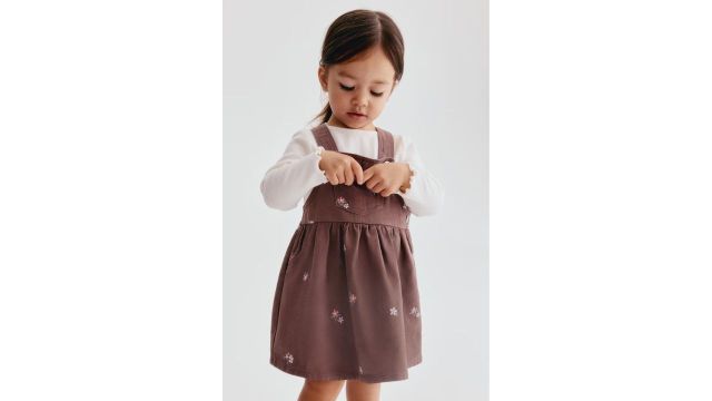 2-Piece Dungaree Dress and Top Set