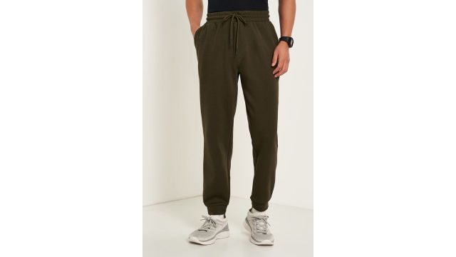 AJILE Dark Olive Solid Ankle Length Athleisure Men Regular Fit Track Pants