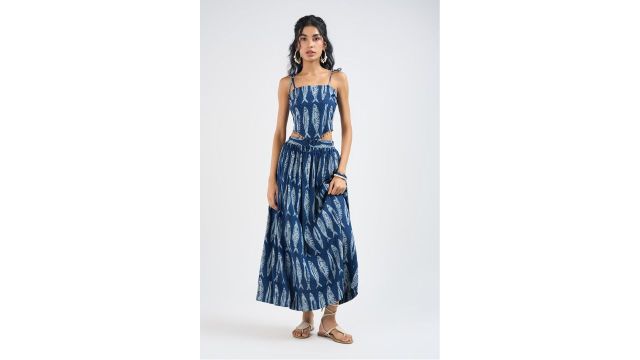 AKKRITI Blue Fish Print Regular Fit Coord Set