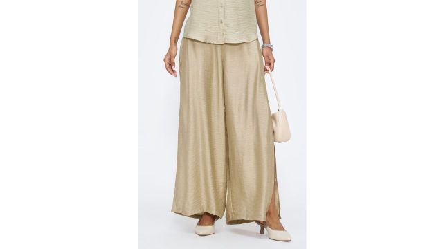 Annabelle Cream Crush Texture Side Slit Palazzo