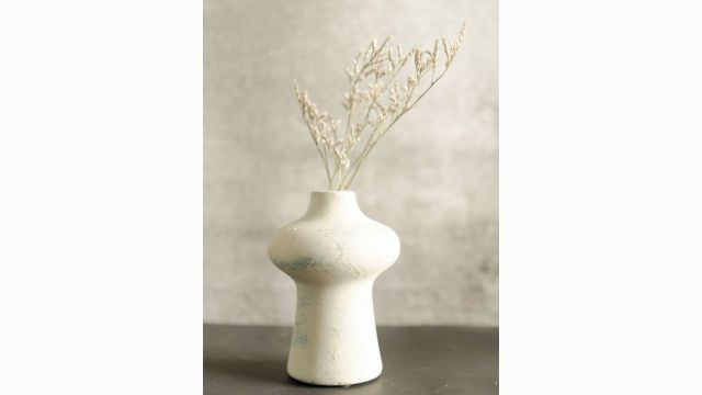 ArteCasa Indigo Whisper White Textured Small Vase