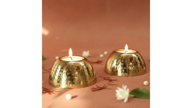 BEHOMA Pebble Bowl Metal Tea Light Holders