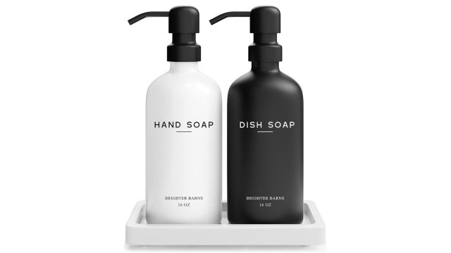 Brighter Barns Glass Soap Dispenser Set