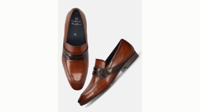 Bugatti Leather Round Toe Slip-On Loafers
