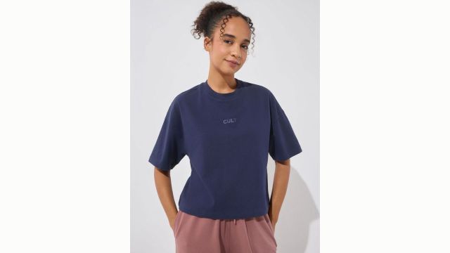 CULT Women's Navy Soft Form Mid Boxy T-shirt