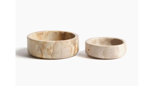 Footed Marble Serving Bowl