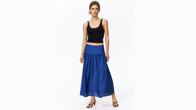 Gathered Midi Skirt