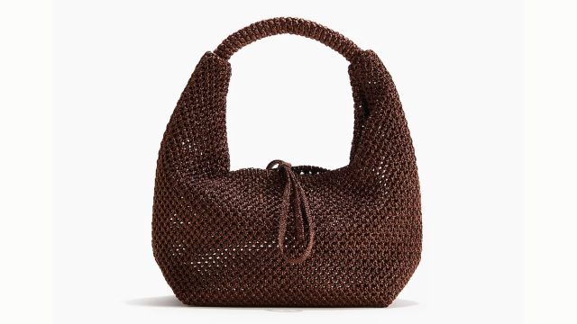 Glittery Hole-Knit Handbag