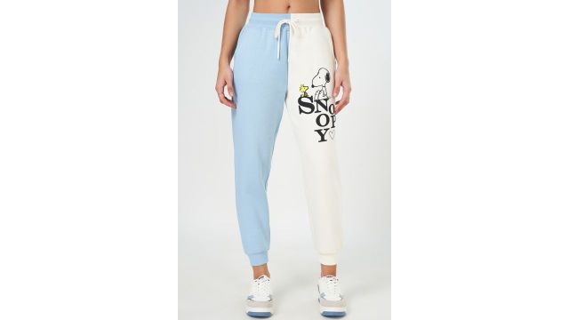 HONEY Light Blue Printed Full Length Casual Women Straight Fit Joggers