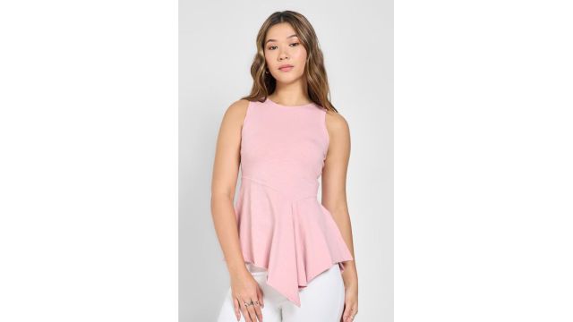 Honey Pink Solid Peplum Top