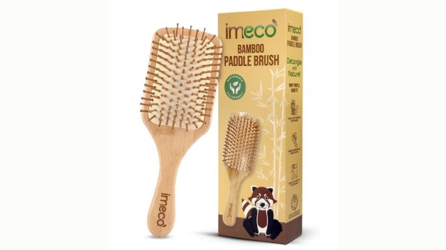 IMECO Bamboo Rectangle Paddle Hair Brush