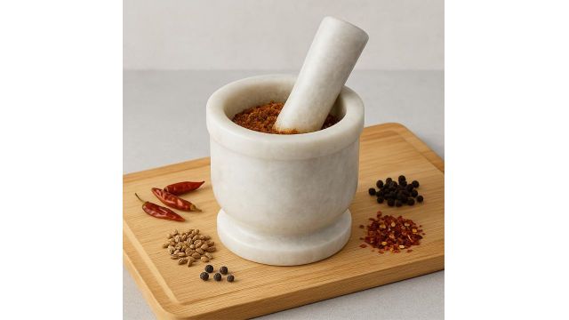 Jaipur Ace White Marble Mortar and Pestle Set