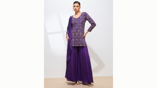 KALINI Women Ethnic Motifs Embroidered Thread Work Kurta Set With Trousers & Dupatta