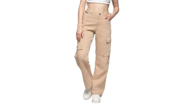 Lee Cooper Khaki Solid Full Length Casual Women Relaxed Fit Jeans