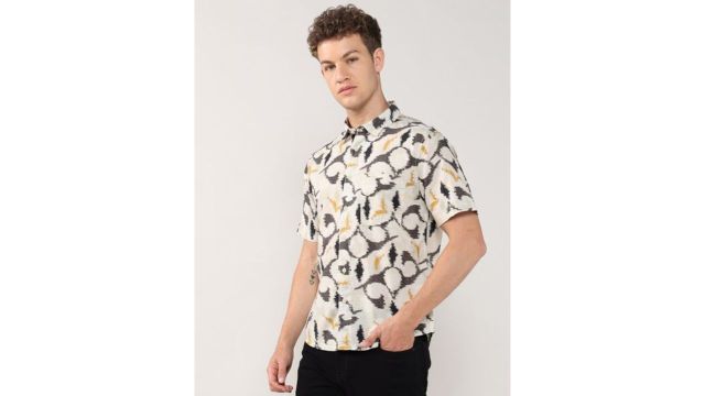 Lee Cooper Multi-coloured Printed All - Over Regular Fit Casual Shirt