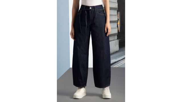 Lee Cooper Navy Solid Ankle Length Casual Women Relaxed Fit Jeans