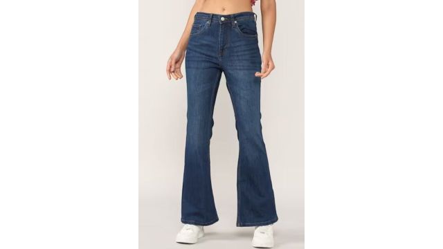 Lee Cooper Navy Solid Flared Jeans