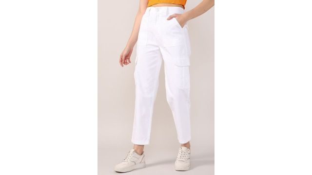 Lee Cooper White Solid Ankle Length Casual Women Loose Fit Jeans