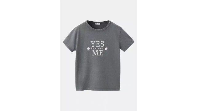MANGO Kids Studded T-Shirt with Print Detail