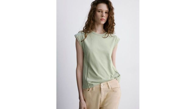 MANGO Short Sleeves Pure Cotton Top