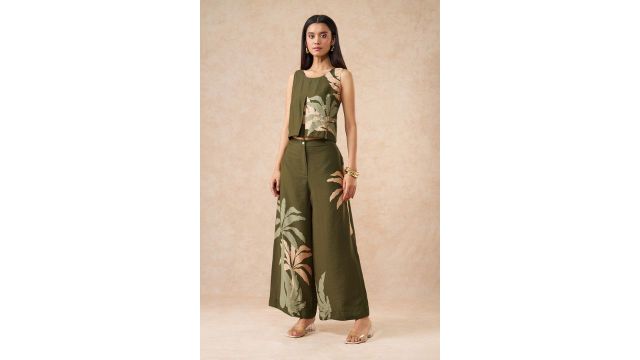 MARIGOLD LANE Olive Palm Print Coord Set