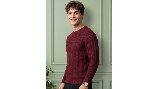 Moda Rapido Men Cable Knit Ribbed Pullover