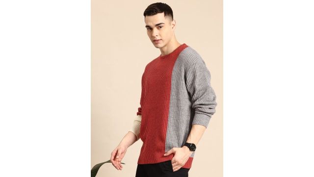 Mast & Harbour Men Colourblocked Acrylic Pullover