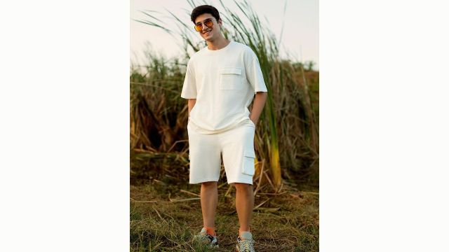 NOBERO Pure Cotton Oversized T-Shirt With Cargo Shorts Pocket Co-ord Set