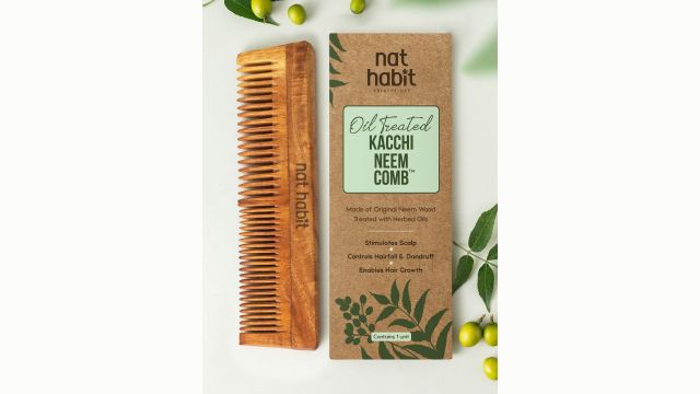 Nat Habit Kacchi Neem Dual Wooden Tooth Comb
