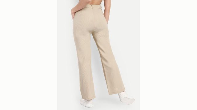 Next One Women Smart Straight Fit High-Rise Easy Wash Cotton Corduroy Chinos Trousers