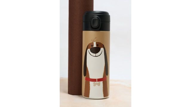 Pantaloons Junior Brown Dog Print Water Bottle with Flip Lid