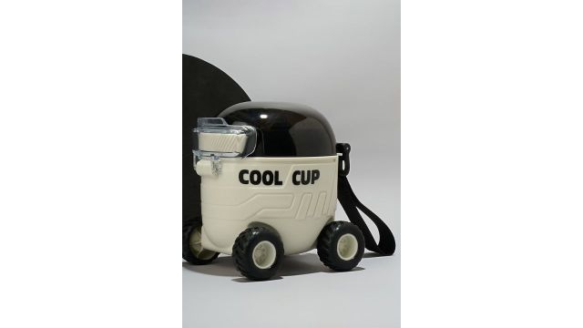 Pantaloons Junior White Vehicle Water Bottle with Flip Lid & Straw