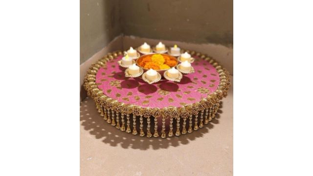 R Ayurveda Copper Metal Diya Urli Tea Light Holder