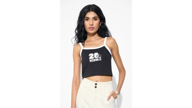 SF JEANS Black Minnie Print Cropped Camisole Top