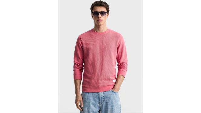 The Indian Garage Co Self Design Textured Long Sleeve Pullover Sweatshirt