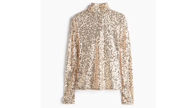 Sequined Turtleneck Top