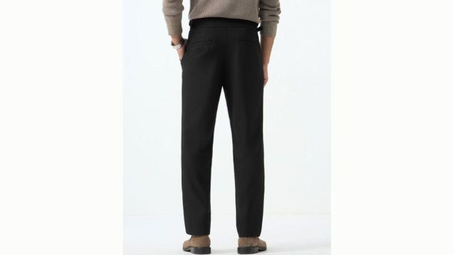 The Souled Store Mens Jet Black Straight Fit Super Flex Gurkha Pant