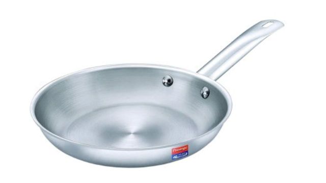 Tri-ply Splendor Silver Toned Stainless Steel Induction Base Frying Pan