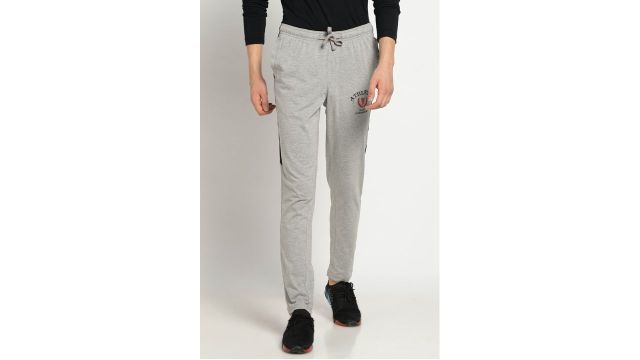 VAN HEUSEN Light Grey Solid Full Length Casual Men Straight Fit Track Pants