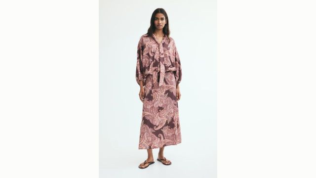 Viscose-Blend Midi Skirt
